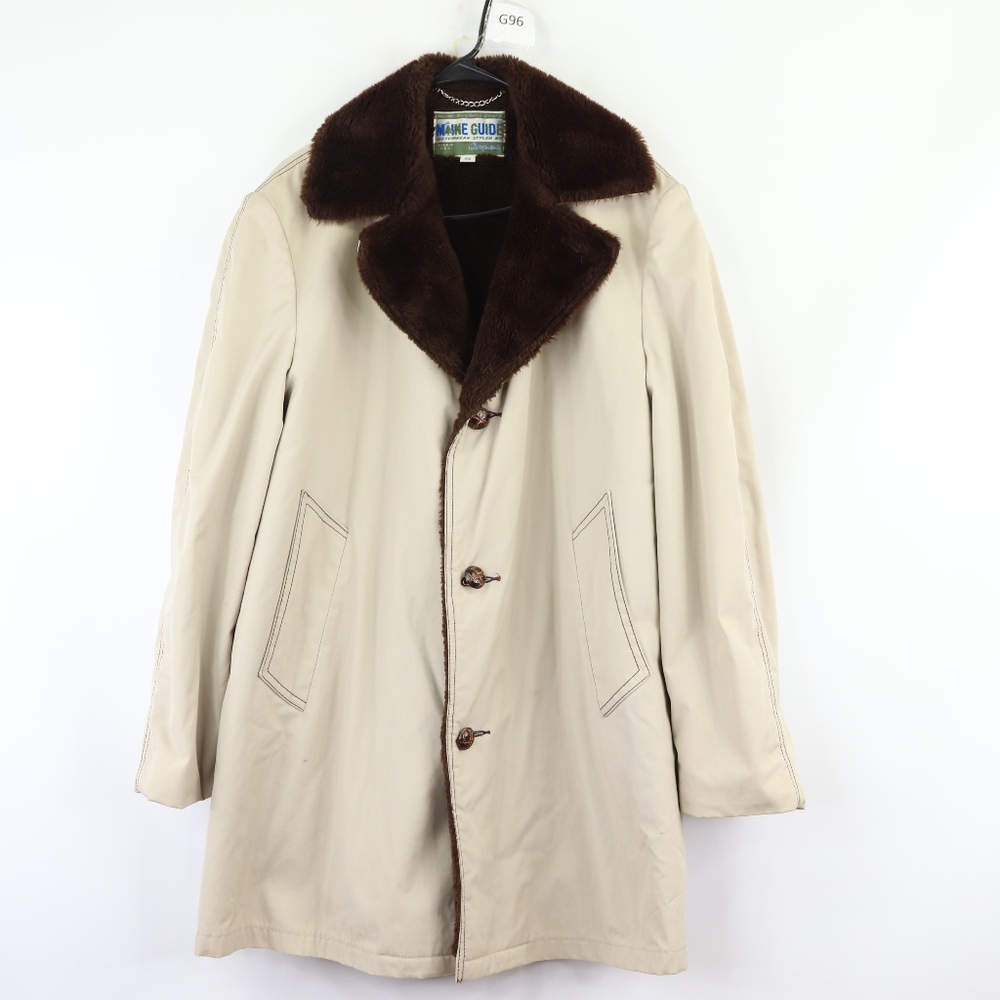 70s Mens Size 42 Sherpa Lined Winter Topcoat USA